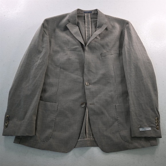 NEW Hart Schaffner Marx 48R Brown Houndstooth Soft Shoulder Blazer Sport‎ Coat